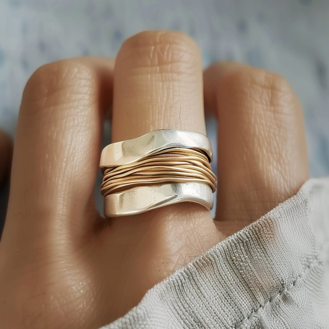 Ring met gouden draden - Zilver