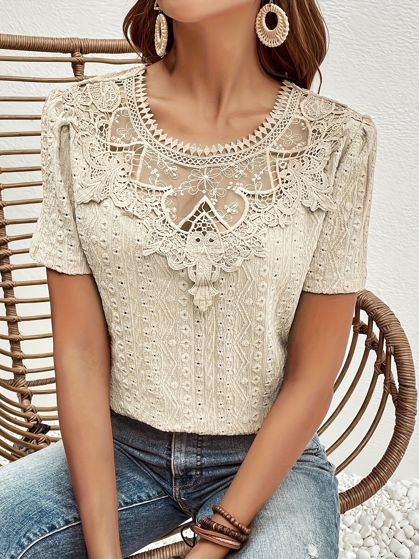 Milena - top casual con ricami
