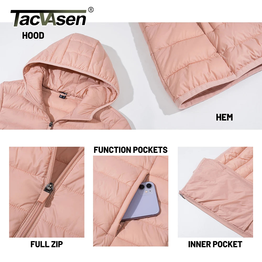 TACVASEN™ Damejakke med hætte og quiltet design