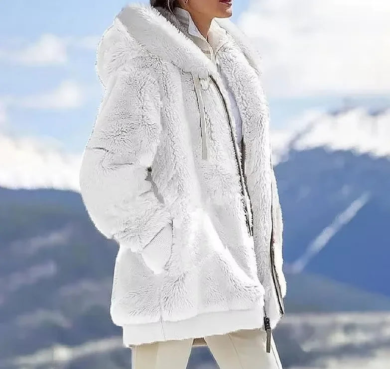 CozyLuxe™ | Damefrakke i kashmirfleece med hætte