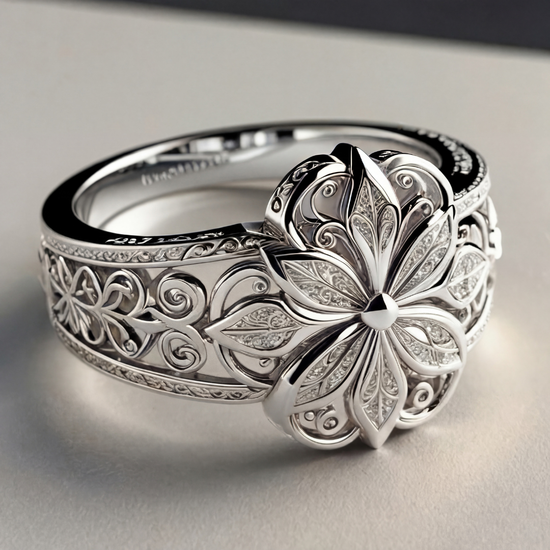 Exotische gouden ring met bloem en zirkonia