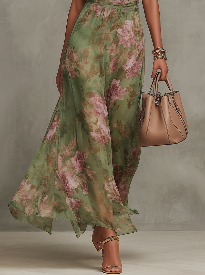 Freia — Abito Lungo Floreale in Chiffon