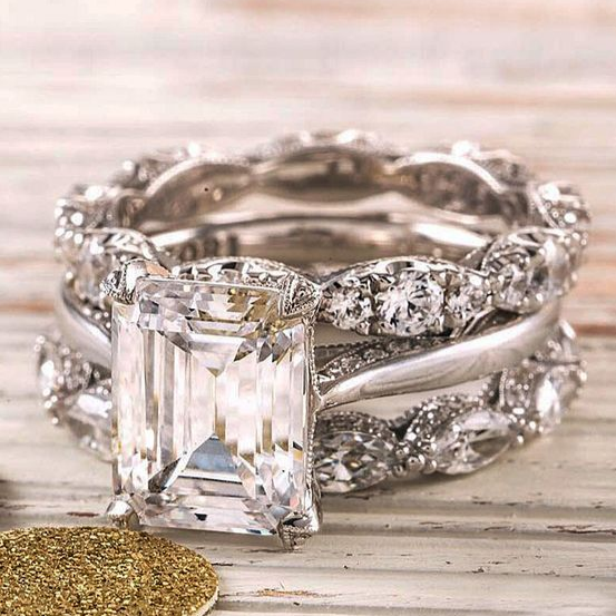 Vintage gelaagde fonkelende ring - Zilver