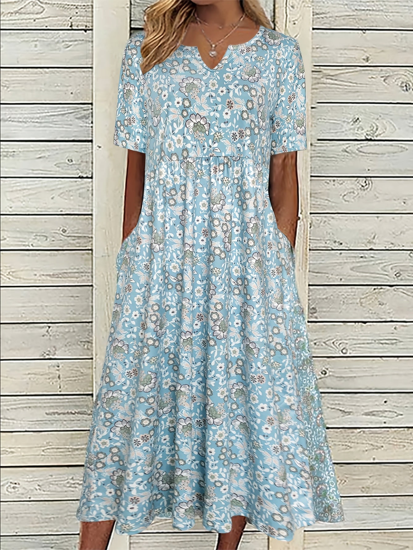 Blauwe Madeliefje — Jurk met bloemenprint