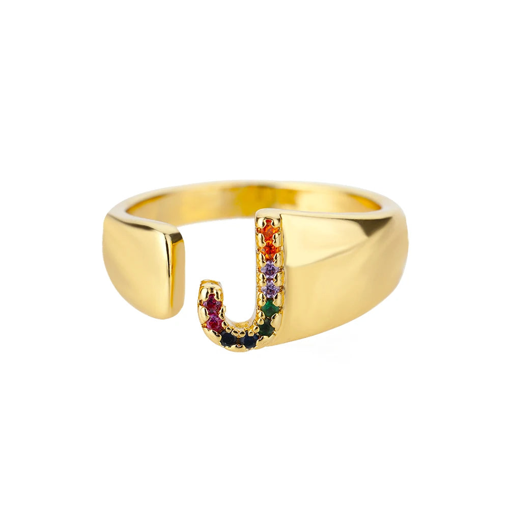 Verstelbare ring met gepersonaliseerde letter - Goud