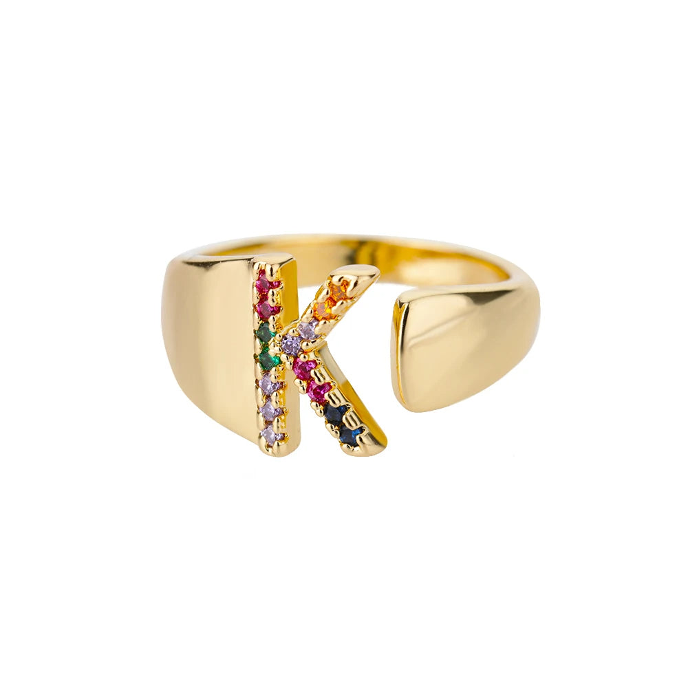 Verstelbare ring met gepersonaliseerde letter - Goud