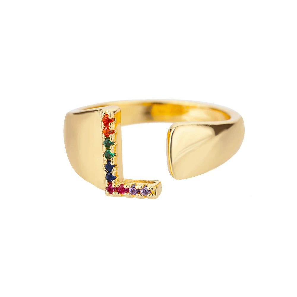 Verstelbare ring met gepersonaliseerde letter - Goud