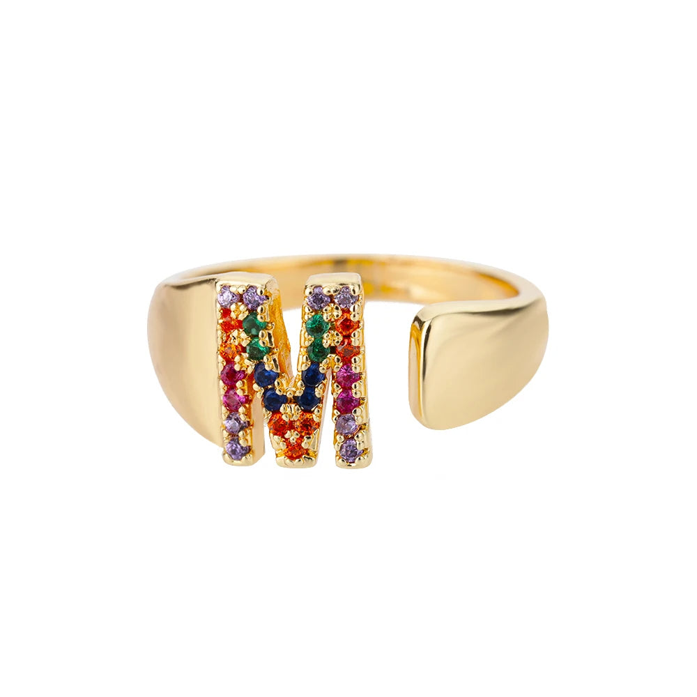 Verstelbare ring met gepersonaliseerde letter - Goud