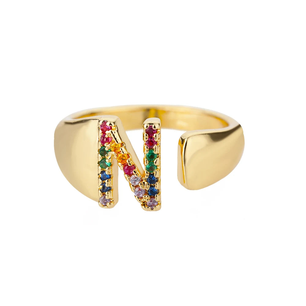 Verstelbare ring met gepersonaliseerde letter - Goud
