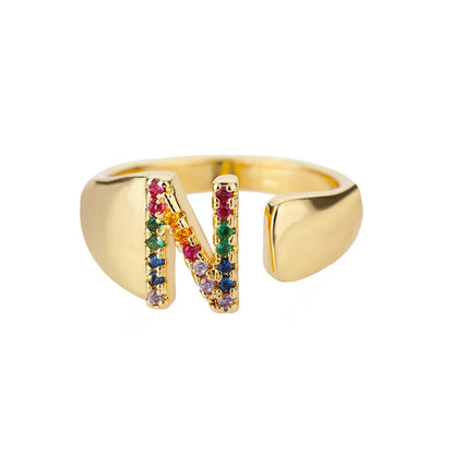 Verstelbare ring met gepersonaliseerde letter - Goud