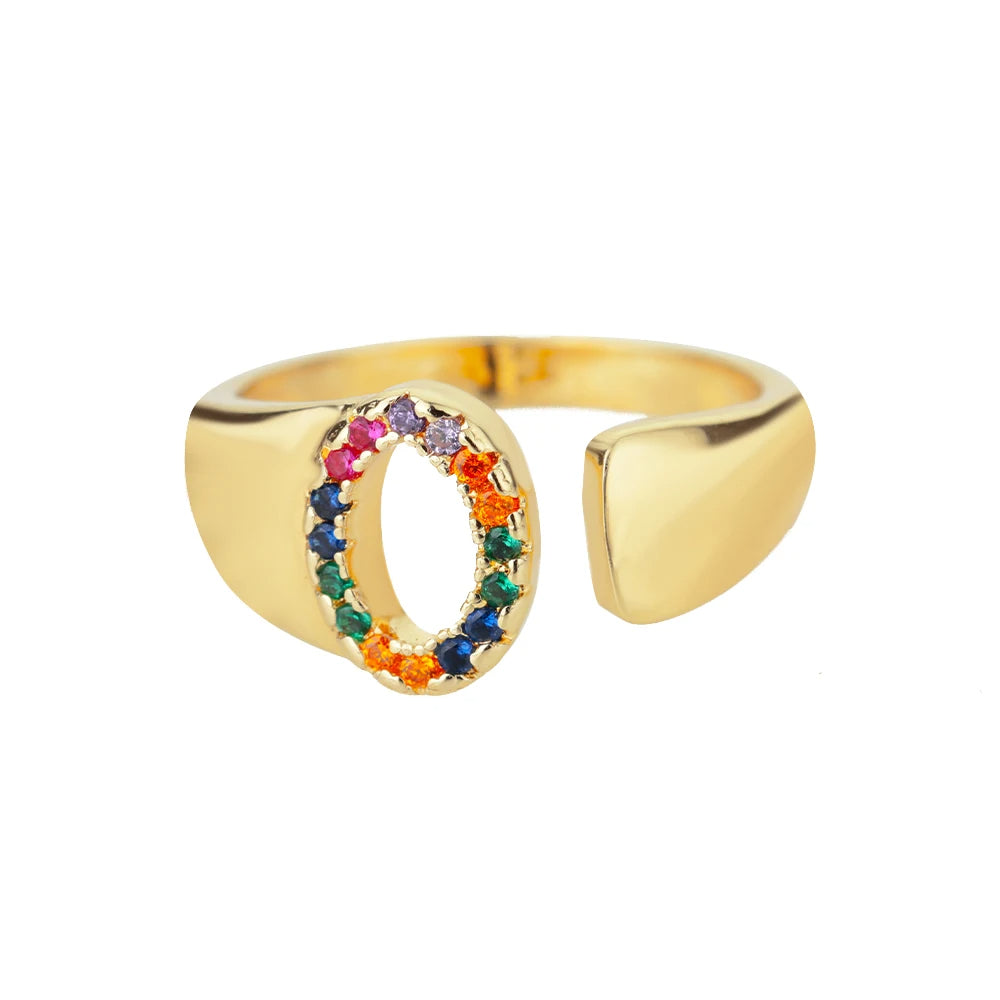 Verstelbare ring met gepersonaliseerde letter - Goud