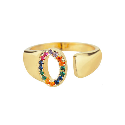 Verstelbare ring met gepersonaliseerde letter - Goud