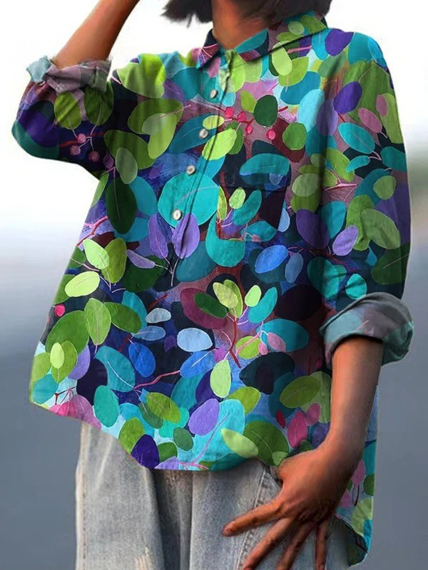 Grace | Afslappet skjorte til kvinder med blomstret kunstprint