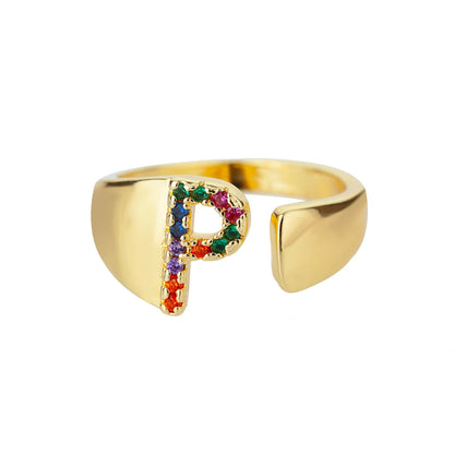Verstelbare ring met gepersonaliseerde letter - Goud
