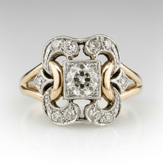 Retro sculpturale ring met diamant