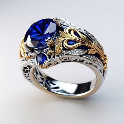 Koningsblauw en gouden ring