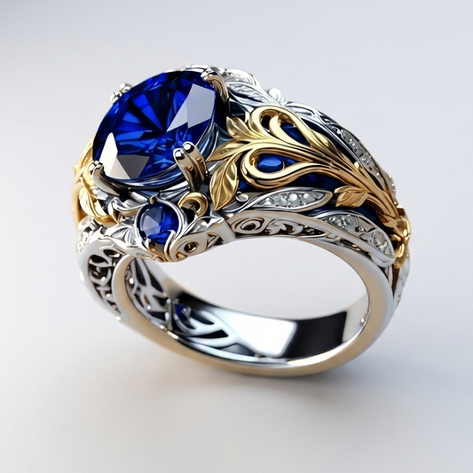 Koningsblauw en gouden ring