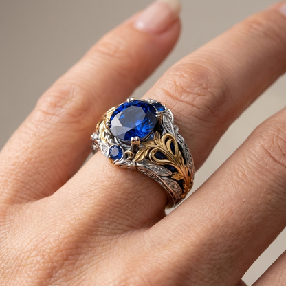 Koningsblauw en gouden ring
