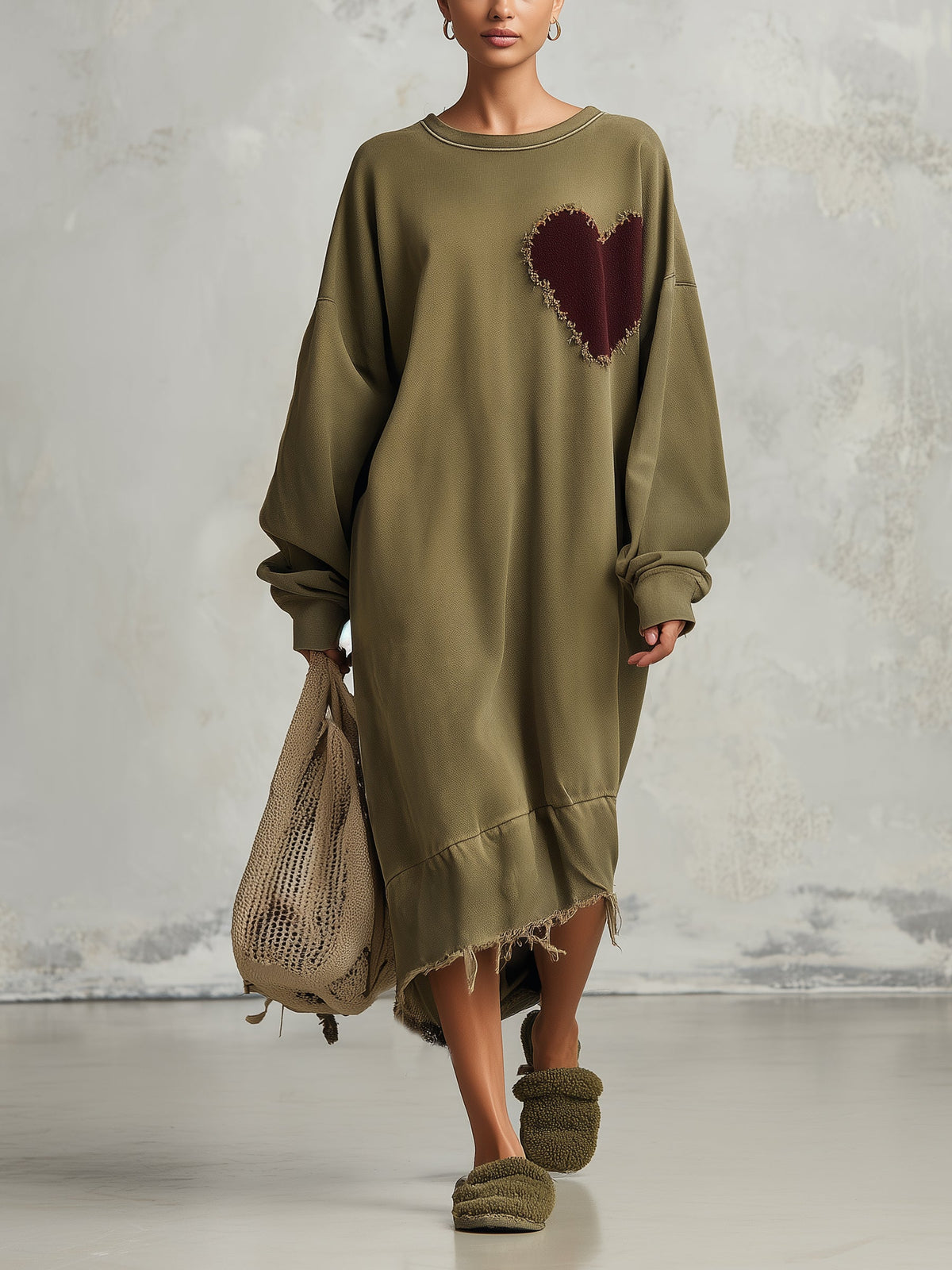 Relaxed casual midi-jurk