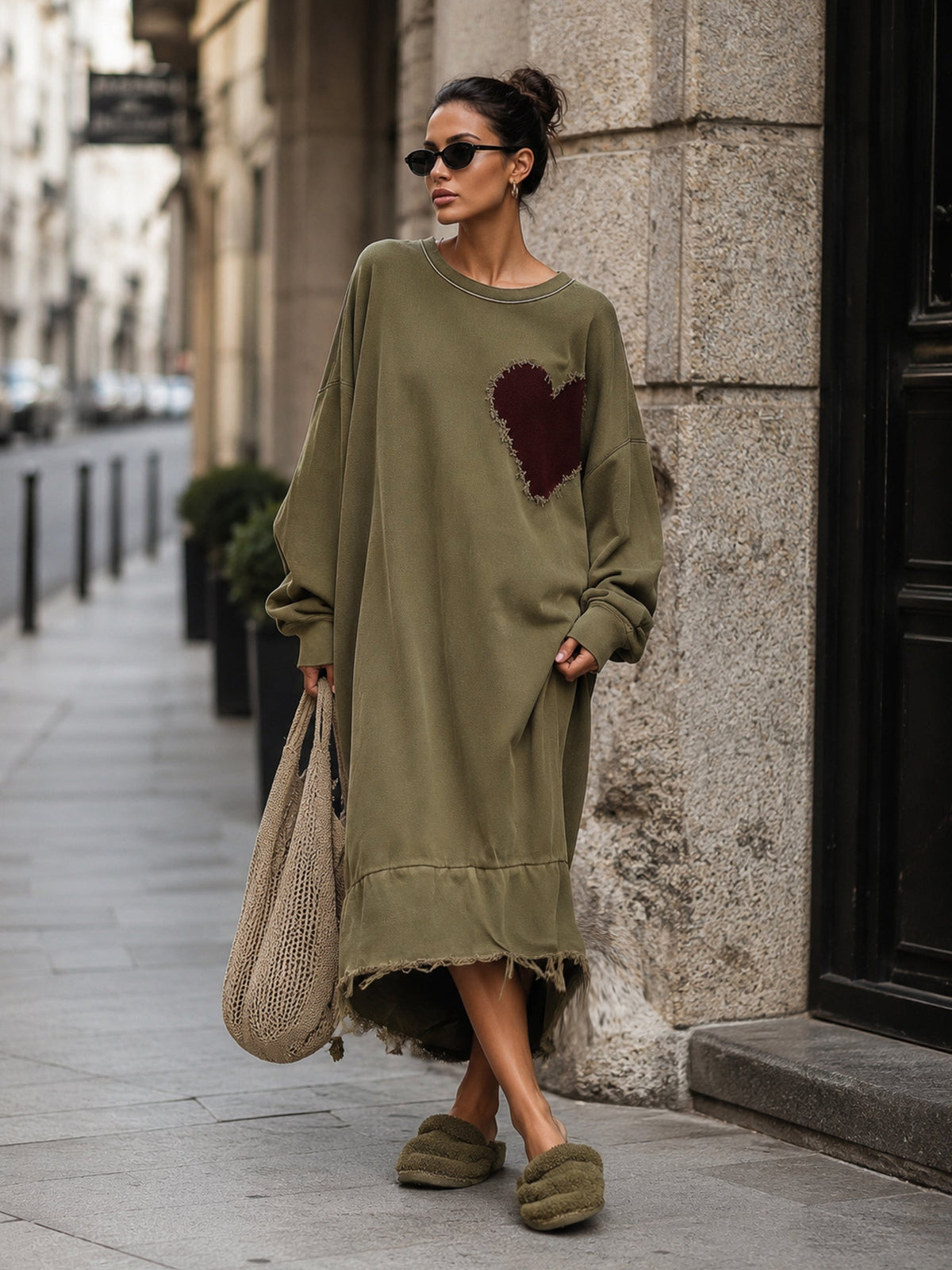 Relaxed casual midi-jurk