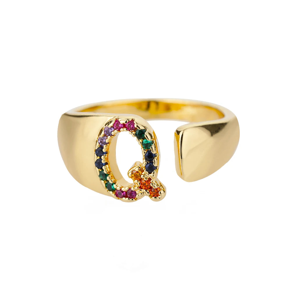 Verstelbare ring met gepersonaliseerde letter - Goud