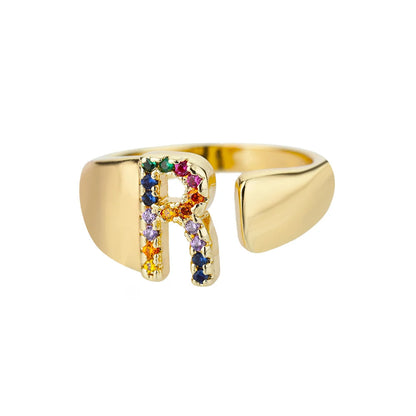 Verstelbare ring met gepersonaliseerde letter - Goud