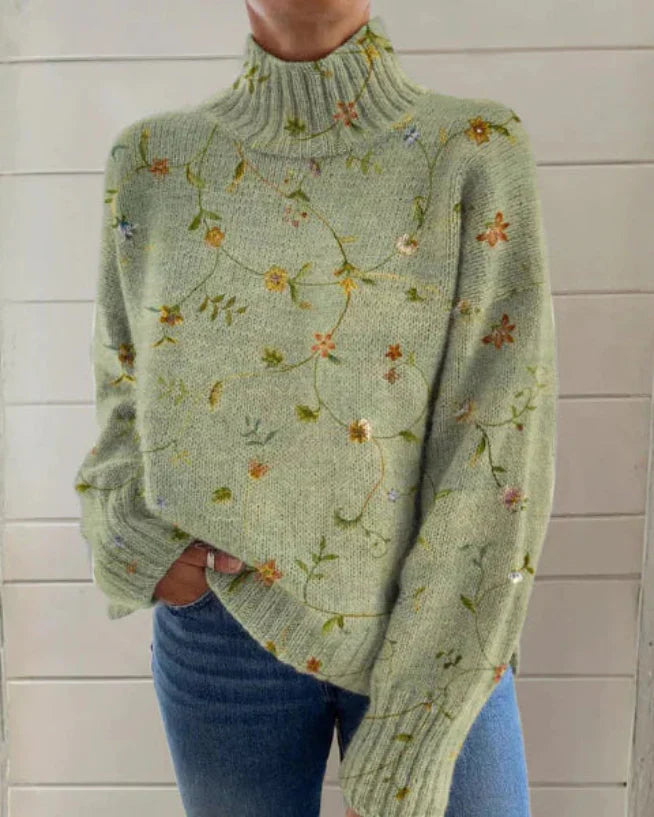 Frida – Varm trøje med blomstermønster