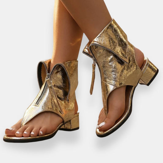 Doriane | Metallic sandalen met rits