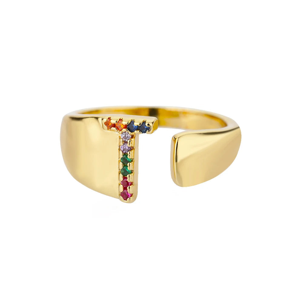 Verstelbare ring met gepersonaliseerde letter - Goud
