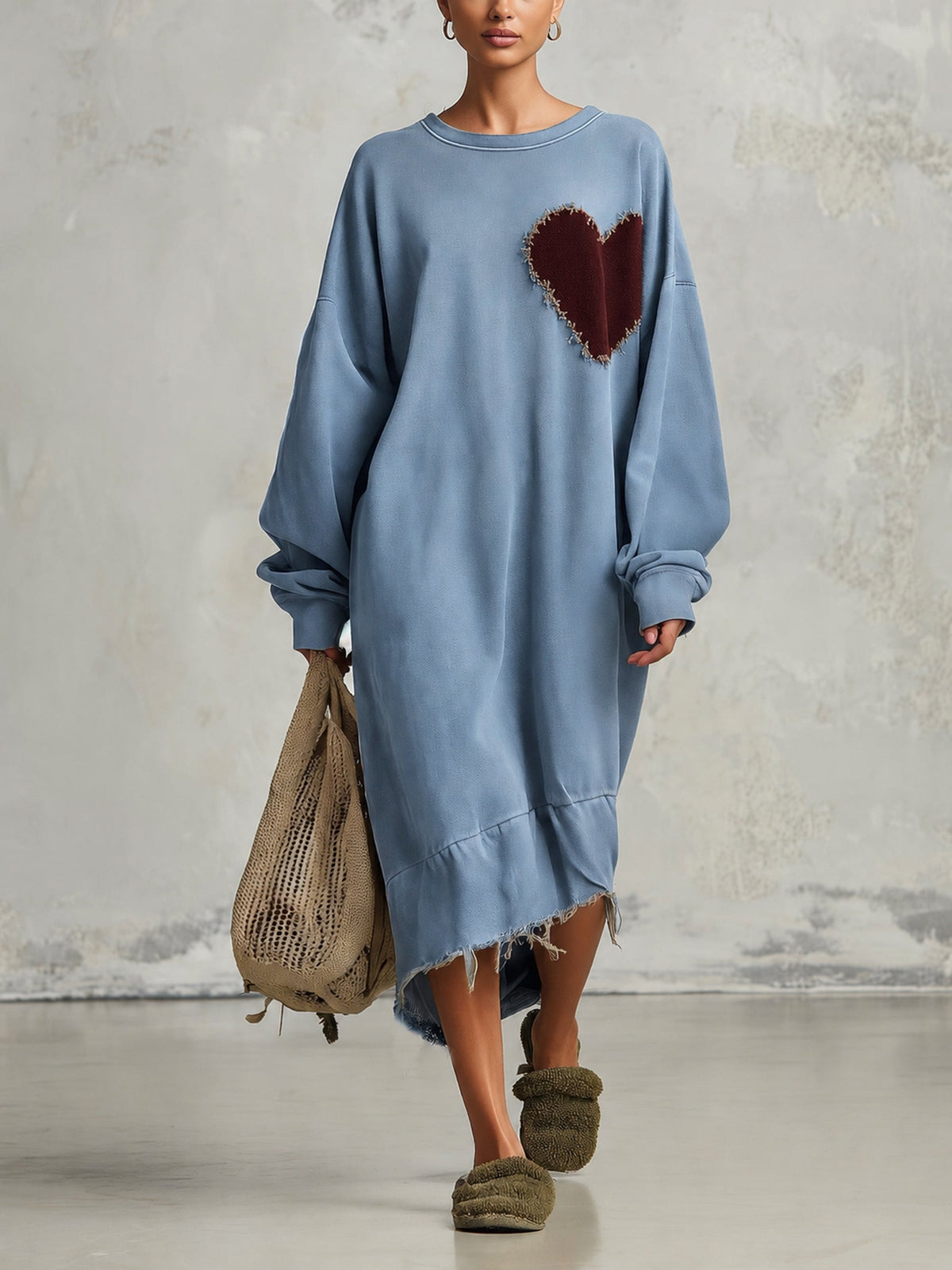 Relaxed casual midi-jurk