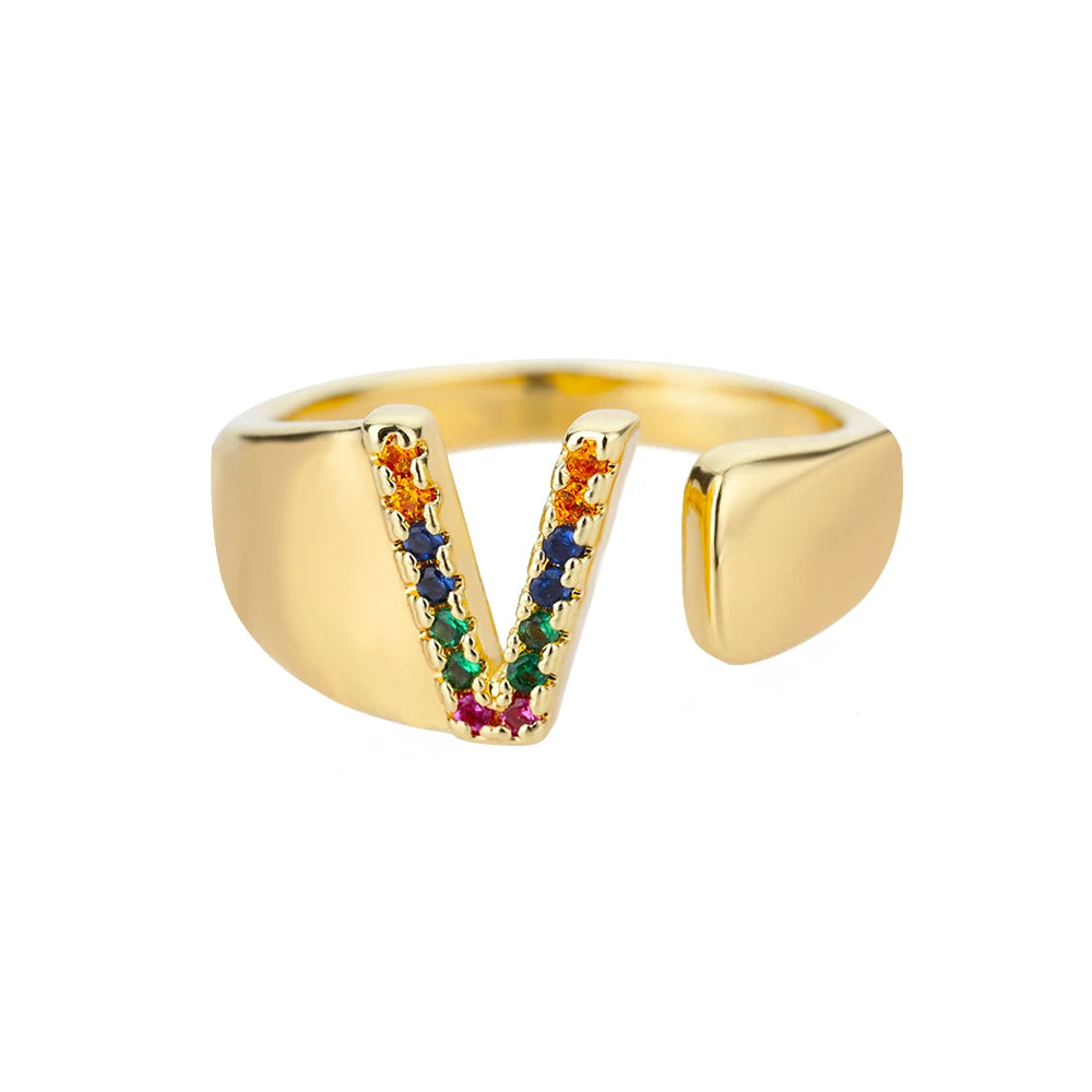 Verstelbare ring met gepersonaliseerde letter - Goud