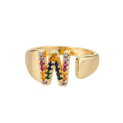 Verstelbare ring met gepersonaliseerde letter - Goud
