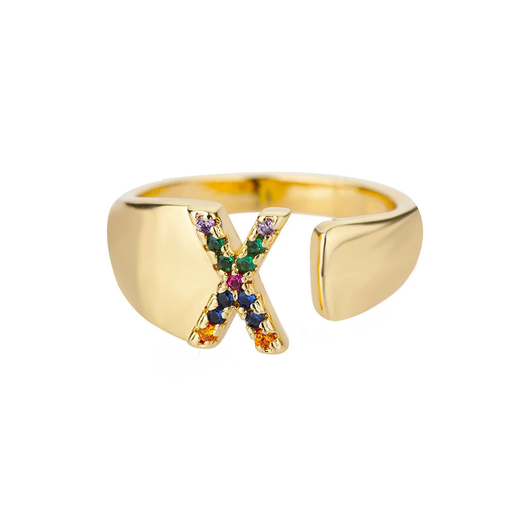 Verstelbare ring met gepersonaliseerde letter - Goud