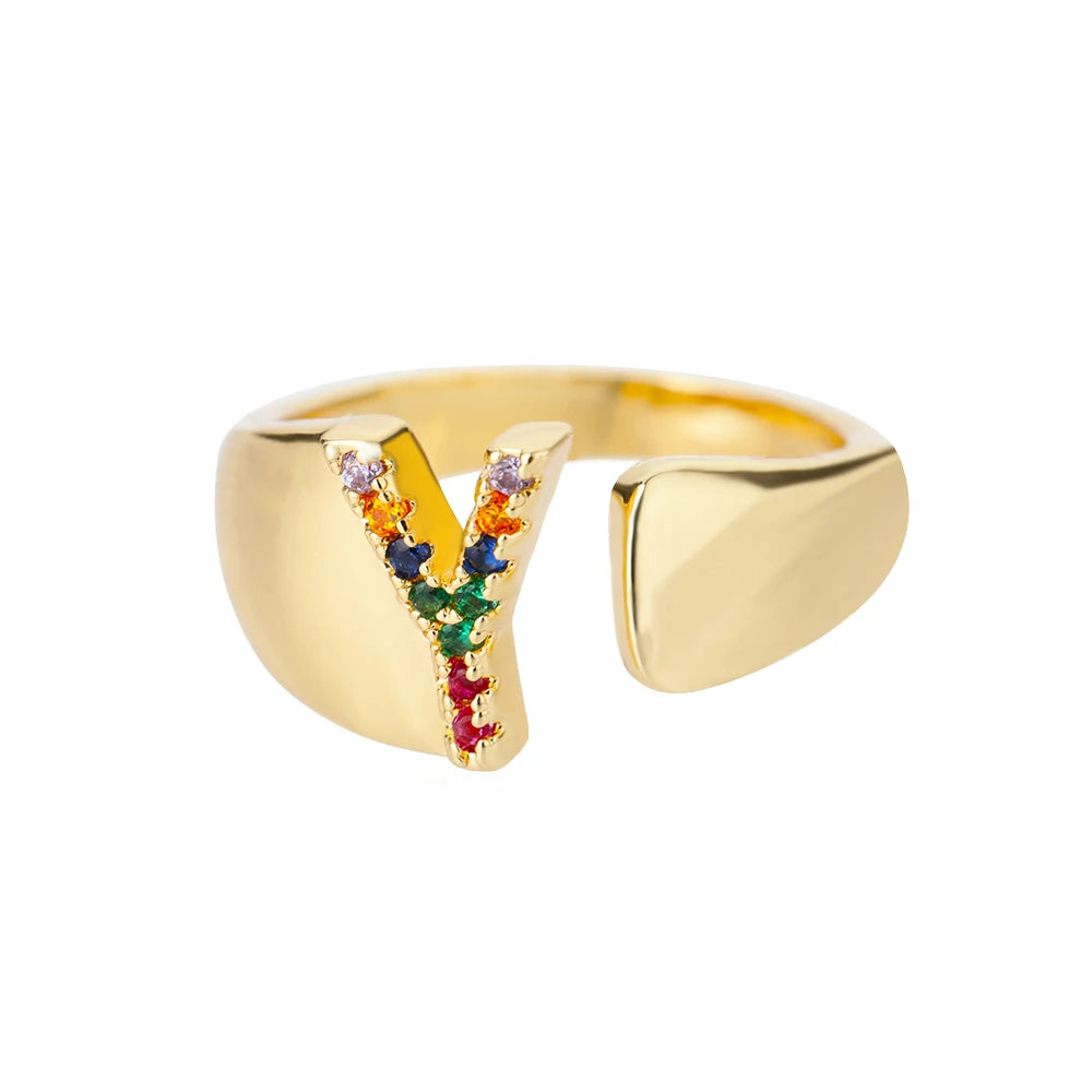 Verstelbare ring met gepersonaliseerde letter - Goud