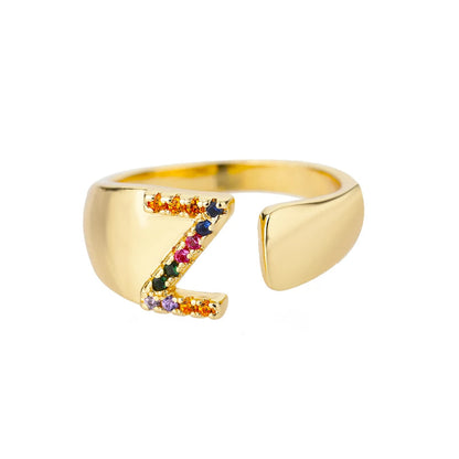 Verstelbare ring met gepersonaliseerde letter - Goud