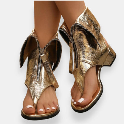 Doriane | Metallic sandalen met rits