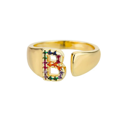 Verstelbare ring met gepersonaliseerde letter - Goud