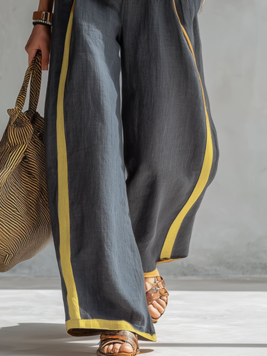 Set met gouden biesjes — Mouwloze top en wijde broek