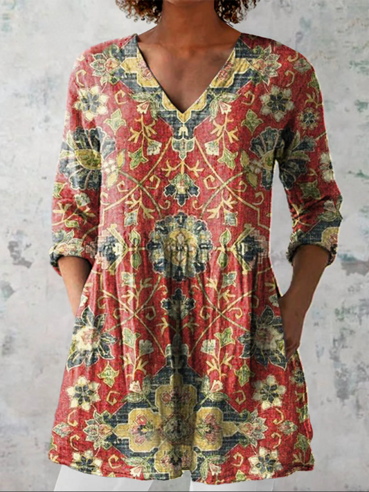 Dahlia  | Lang V-hals bluse