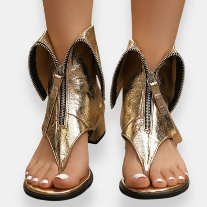 Doriane | Metallic sandalen met rits