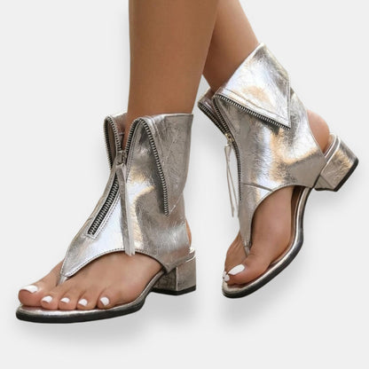 Doriane | Metallic sandalen met rits