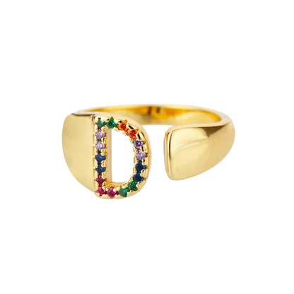 Verstelbare ring met gepersonaliseerde letter - Goud