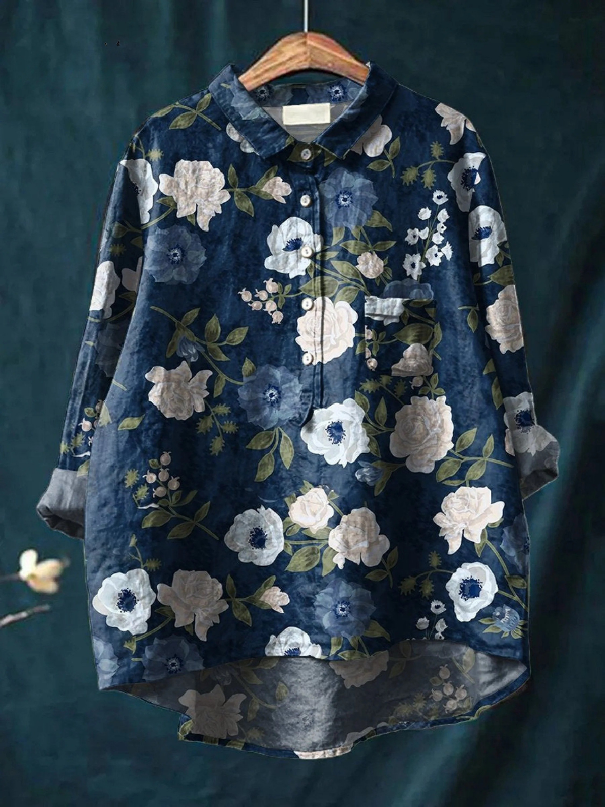 Lauren | Afslappet skjorte til kvinder med blomstret kunstprint