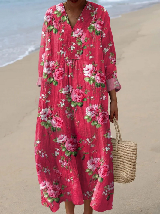 Lange zomerjurk met bloemenprint