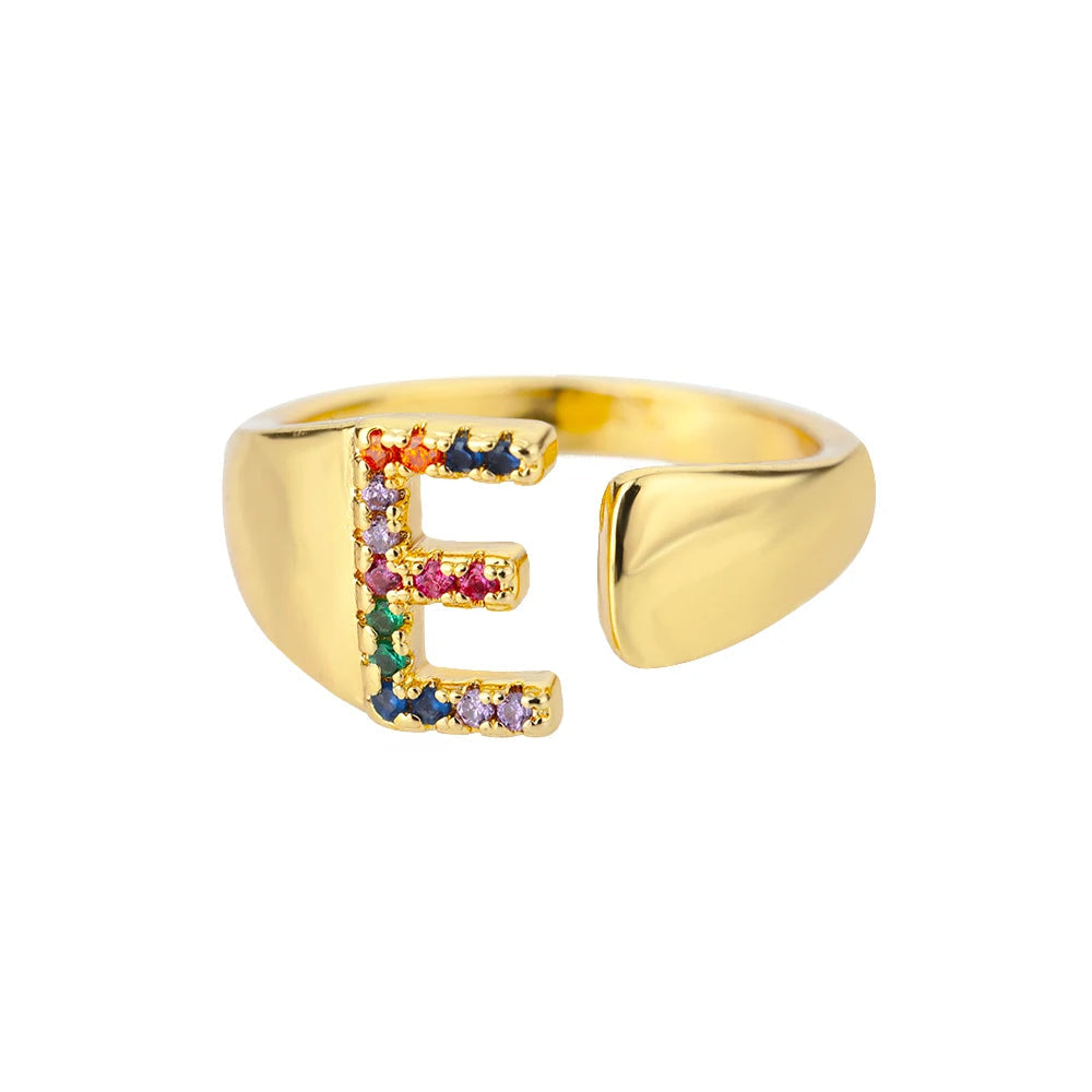 Verstelbare ring met gepersonaliseerde letter - Goud