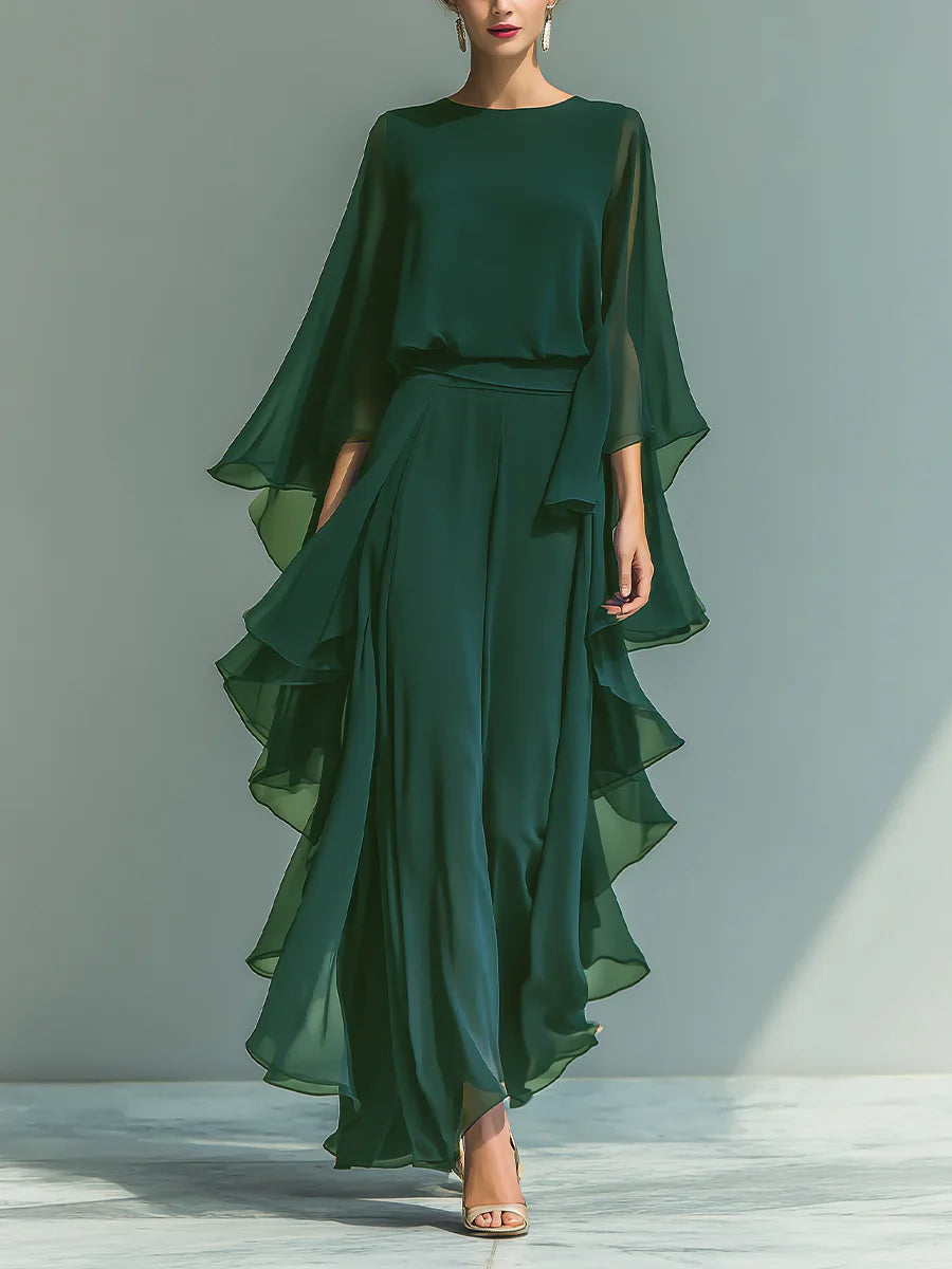 Aurora | Elegante Chiffon Set met Volants