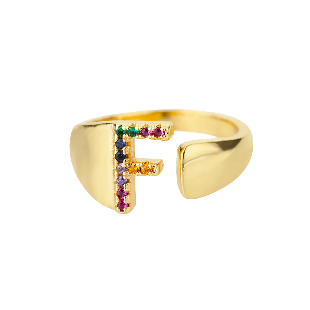 Verstelbare ring met gepersonaliseerde letter - Goud