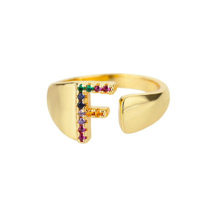 Verstelbare ring met gepersonaliseerde letter - Goud