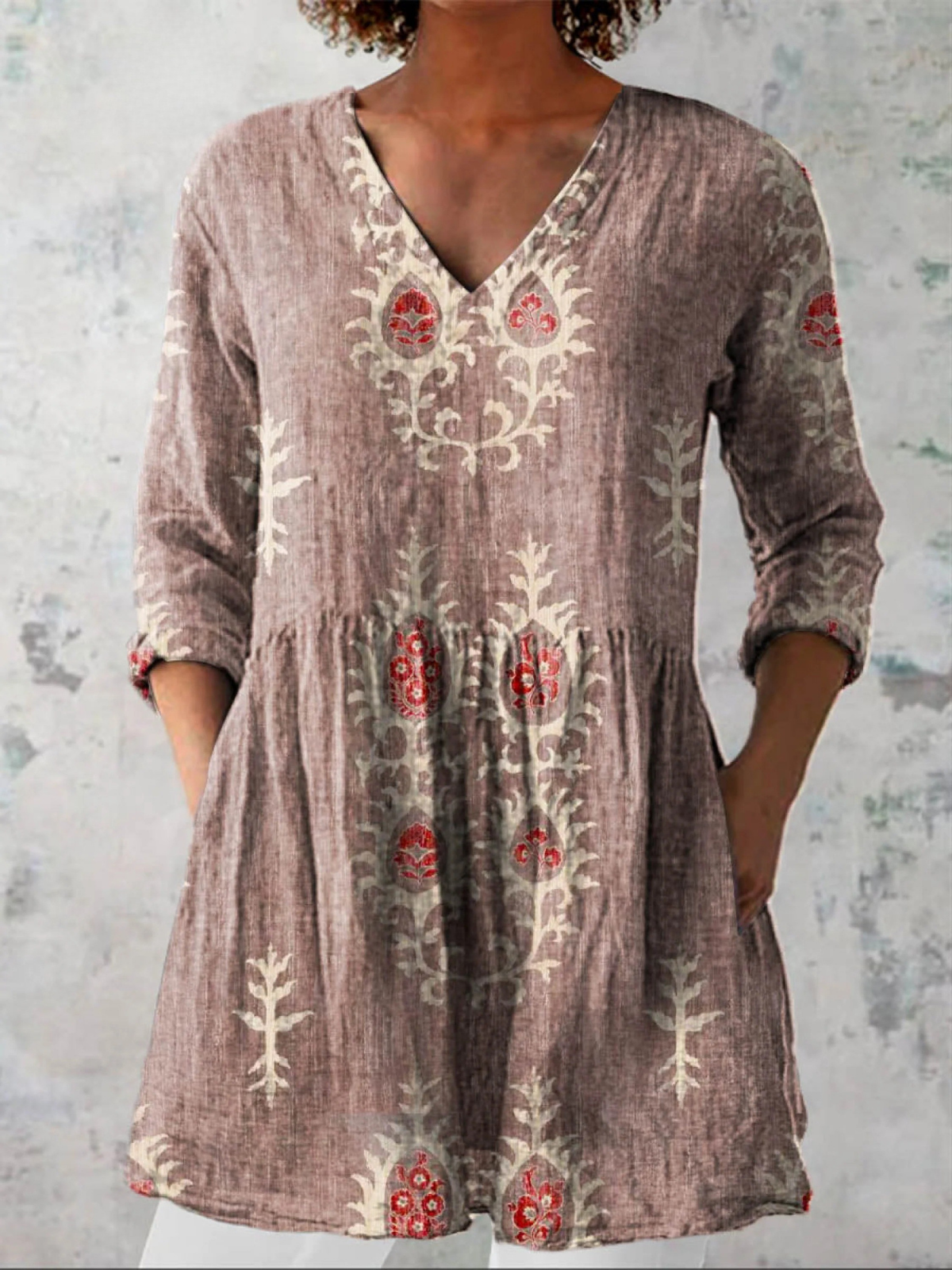 Mia | Lang V-hals bluse
