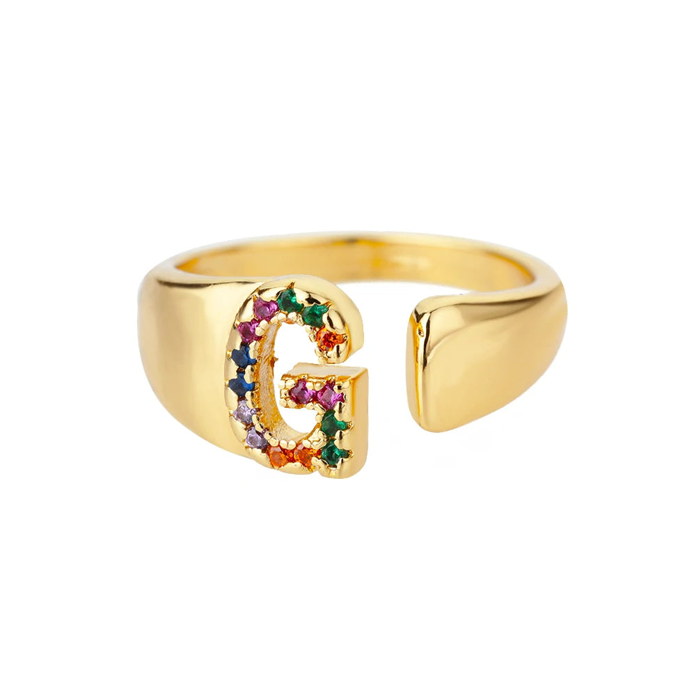 Verstelbare ring met gepersonaliseerde letter - Goud
